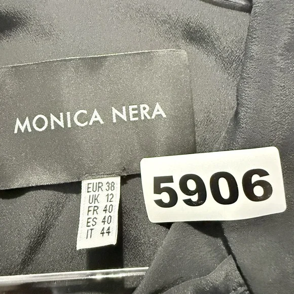 Monica Nera Silk Blouse Women's UK 12 EU 38 Black Long Sleeve Poland $325